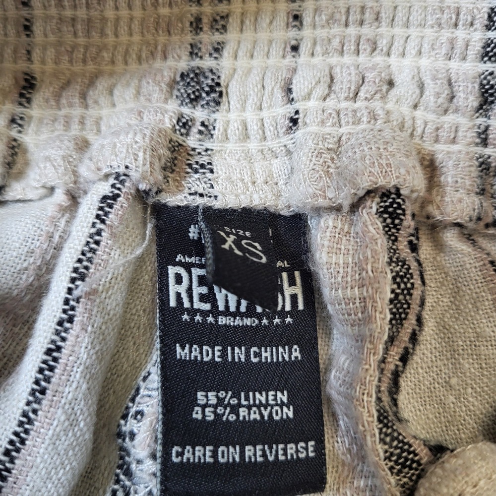 Rewash Womens XS Linen Blend Wide Leg Smocked Waist Striped Pants Beige Black - Picture 5 of 7